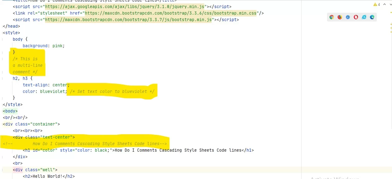 How Do I Comments Cascading Style Sheets Code lines