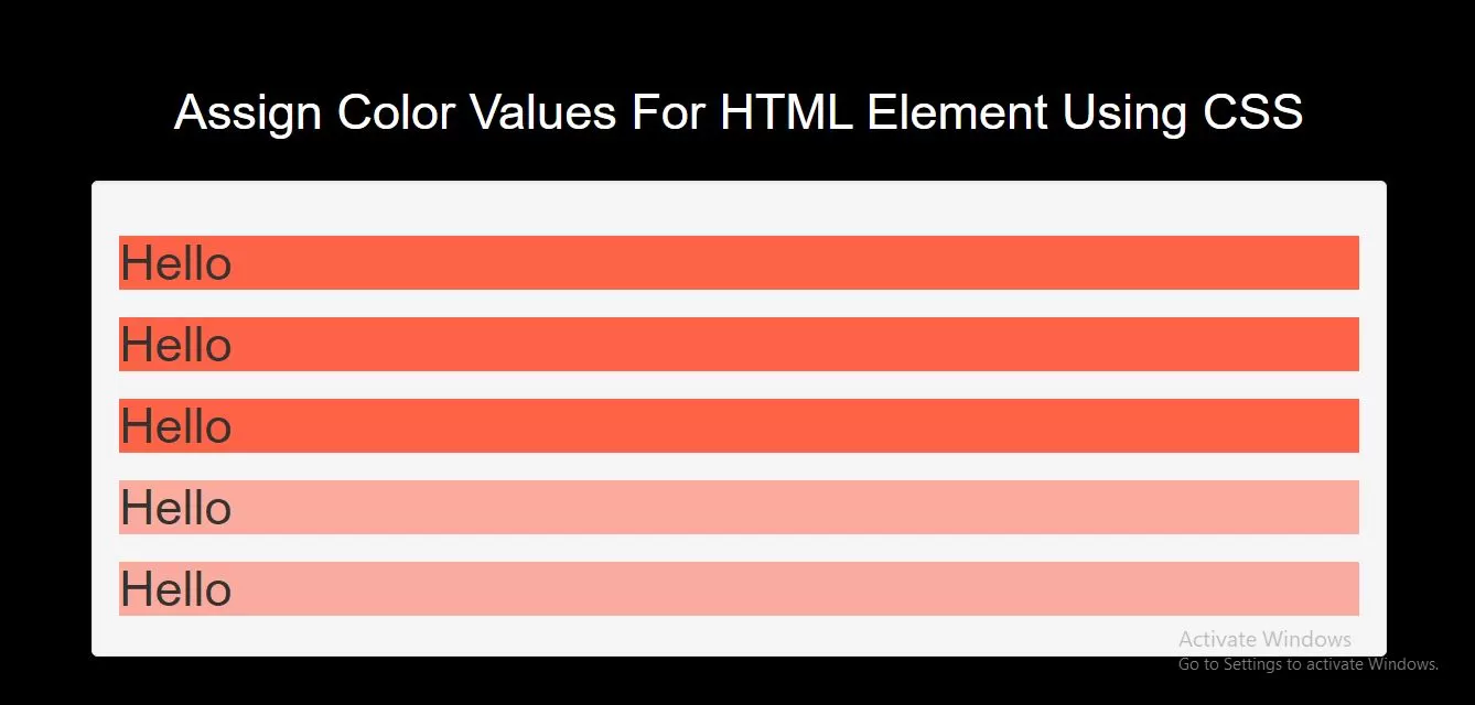 How To Assign Color Values For HTML Element Using CSS