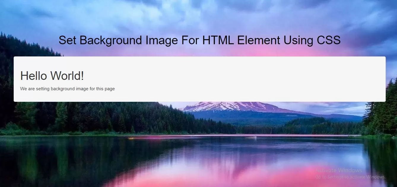How To Set Background Image For HTML Element Using CSS