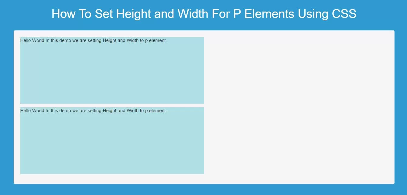 How To Set Height and Width For P Elements Using CSS