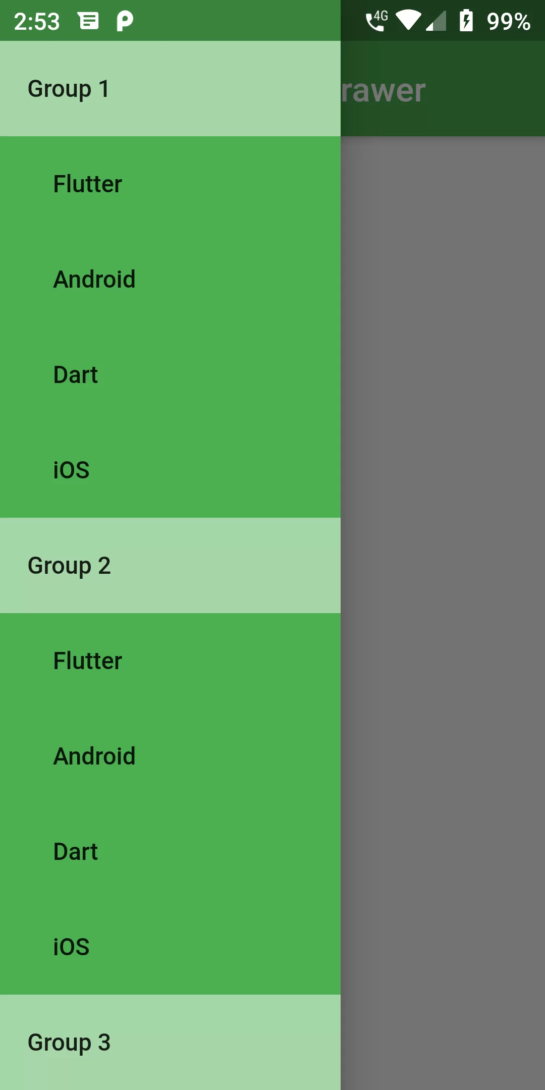 How To Create Group Items Drawer Using Flutter Android App