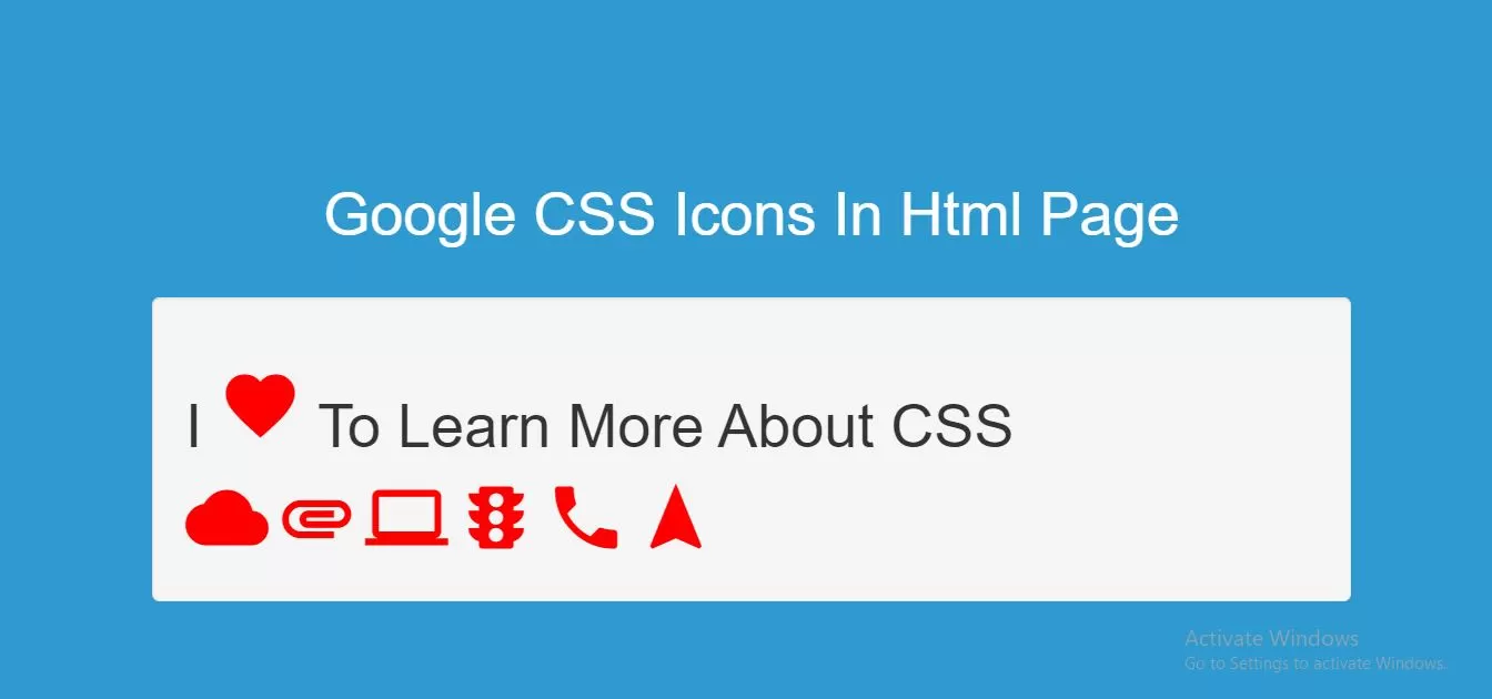 How To Use Google CSS Icons In Html Page With Example