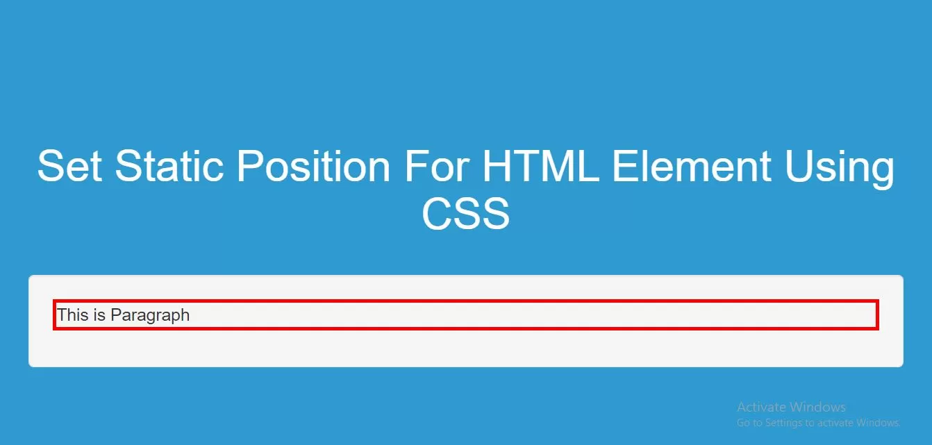 How To Set Static Position For HTML Element Using CSS