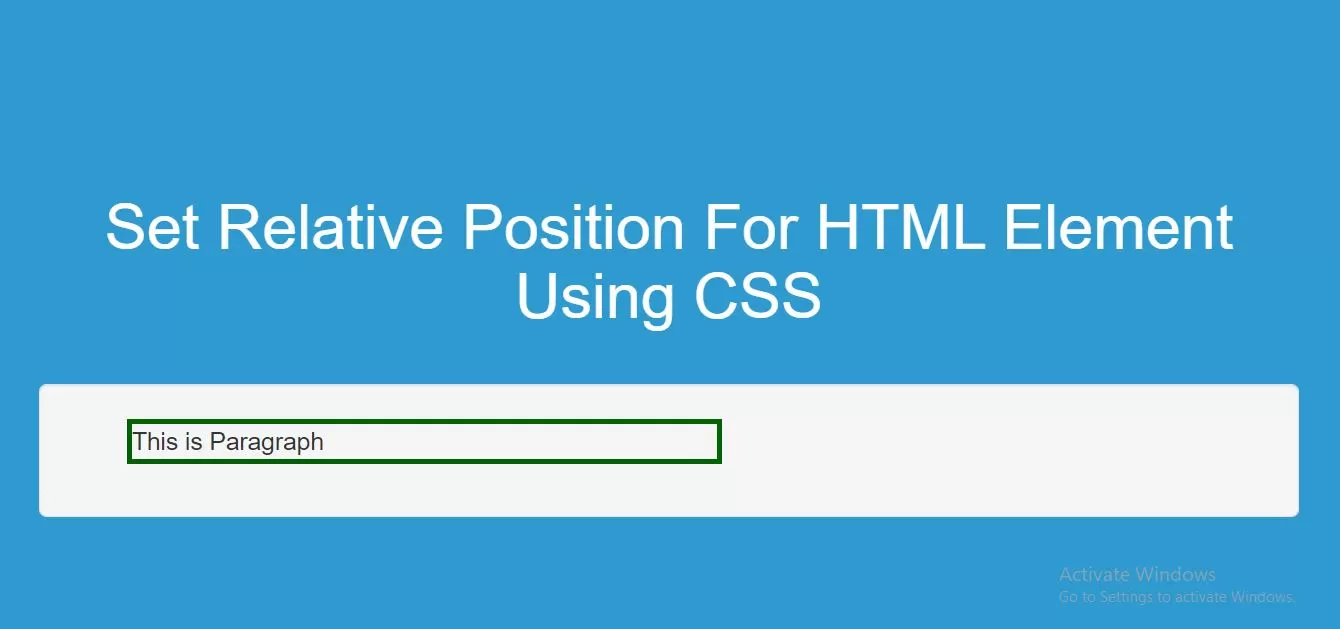 How To Set Relative Position For HTML Element Using CSS
