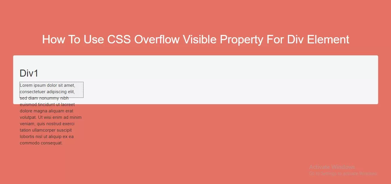 How To Use CSS Overflow Visible Property For Div Element