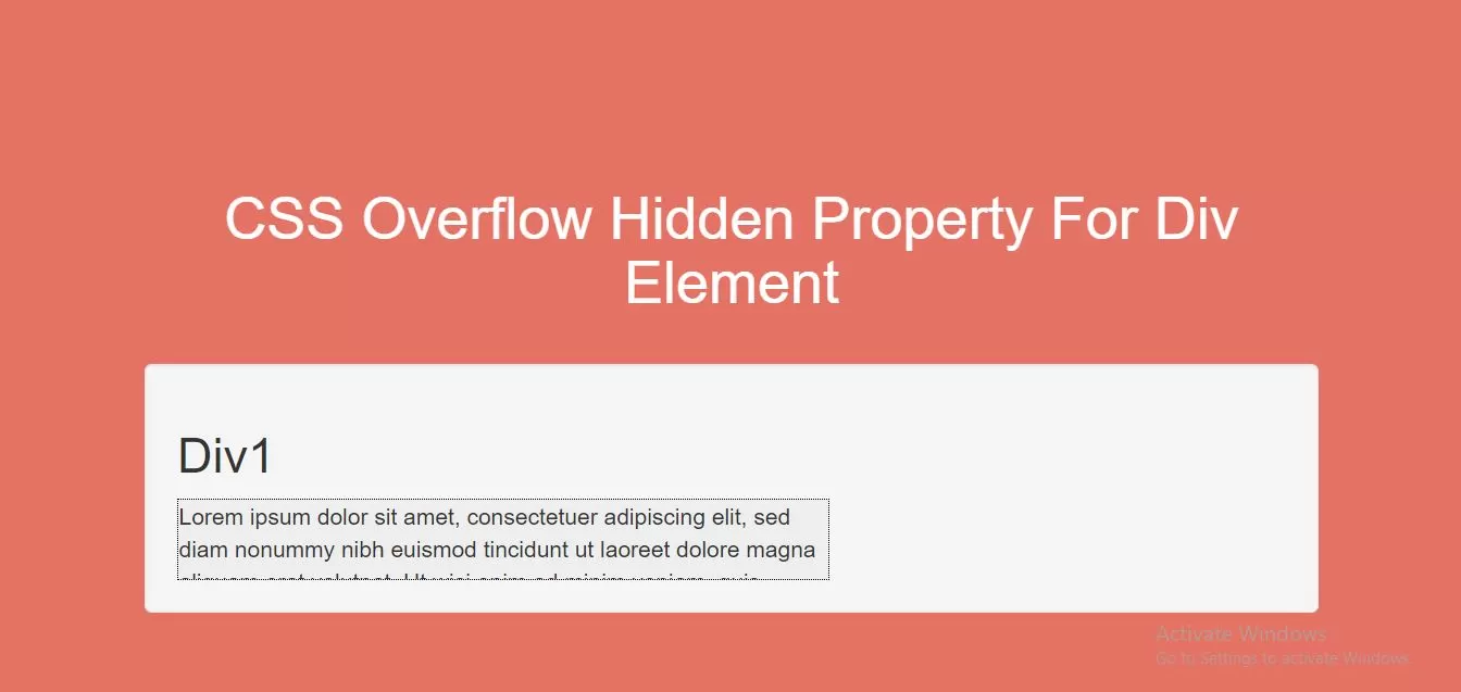 How To Use CSS Overflow Hidden Property For Div Element