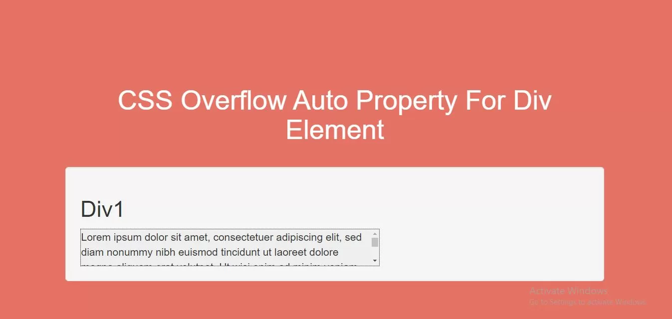 How To Use CSS Overflow Auto Property For Div Element