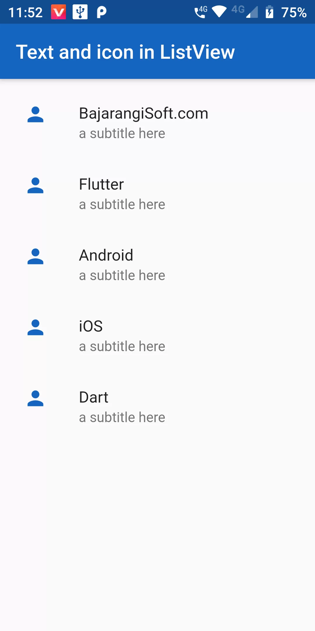 How To Create Listview With Icon And Text Using Flutter App