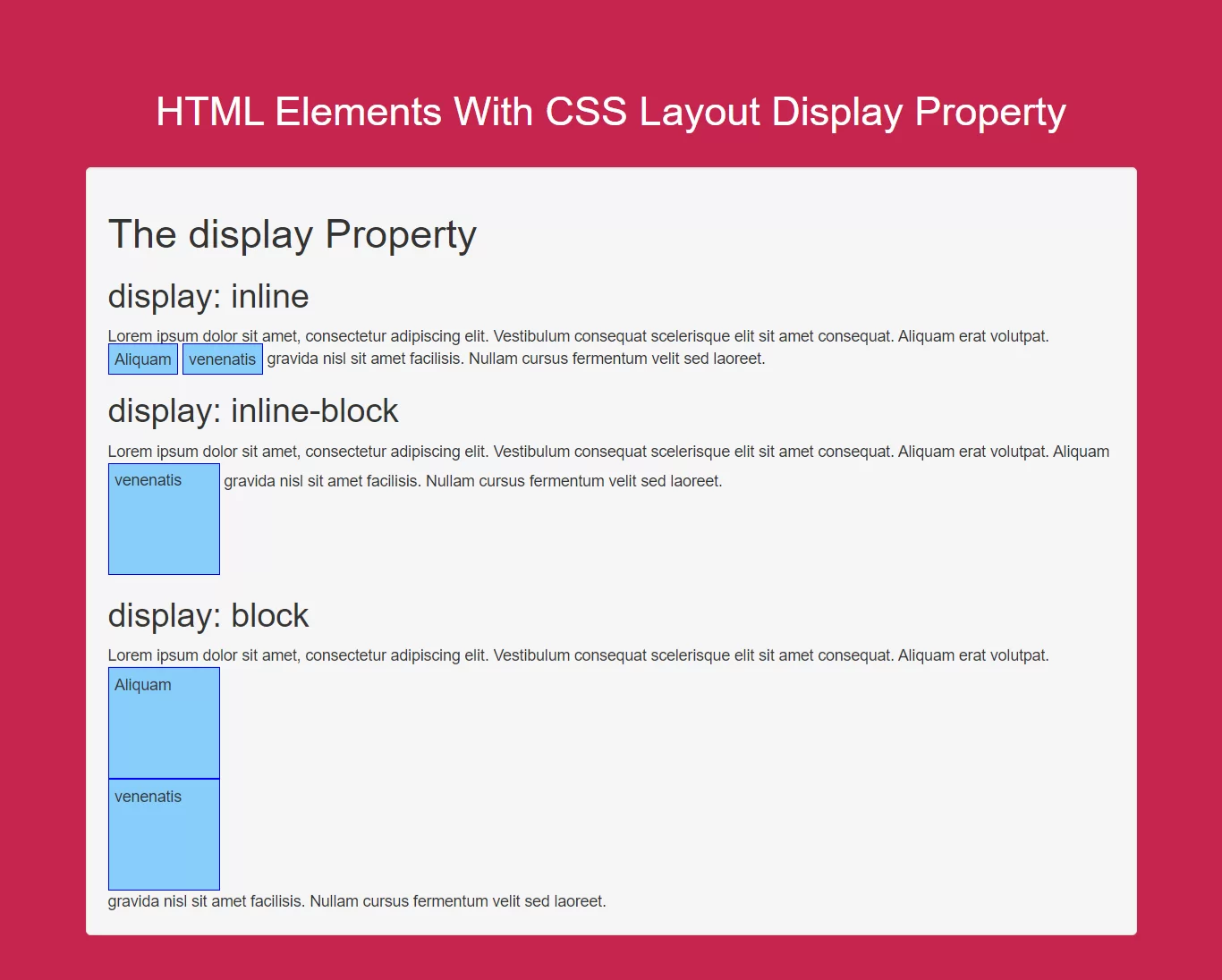 How To Set HTML Elements With CSS Layout Display Property