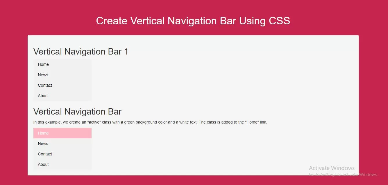 How Can I Create Vertical Navigation Bar Using CSS