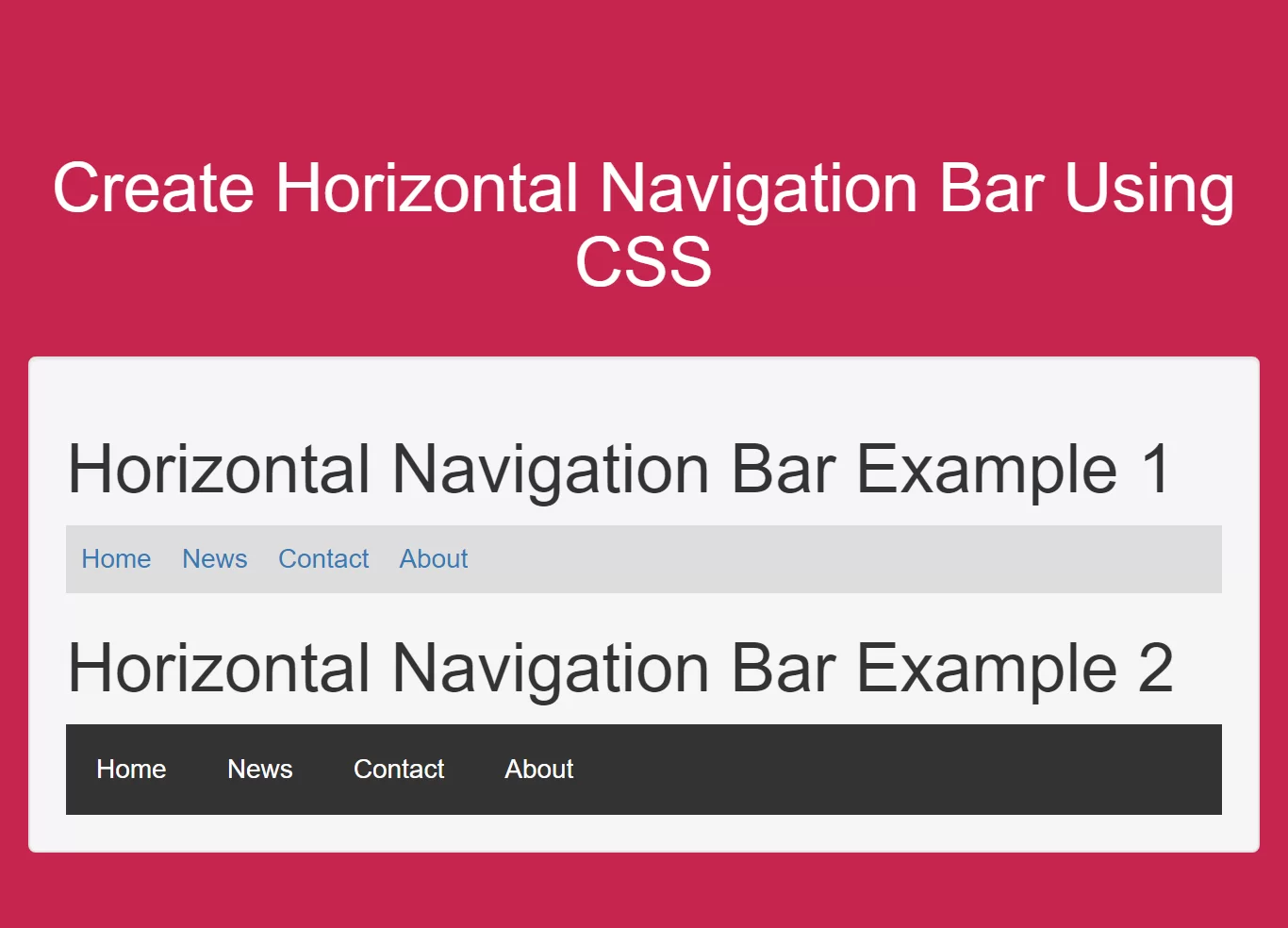 How Can I Create Horizontal Navigation Bar Using CSS