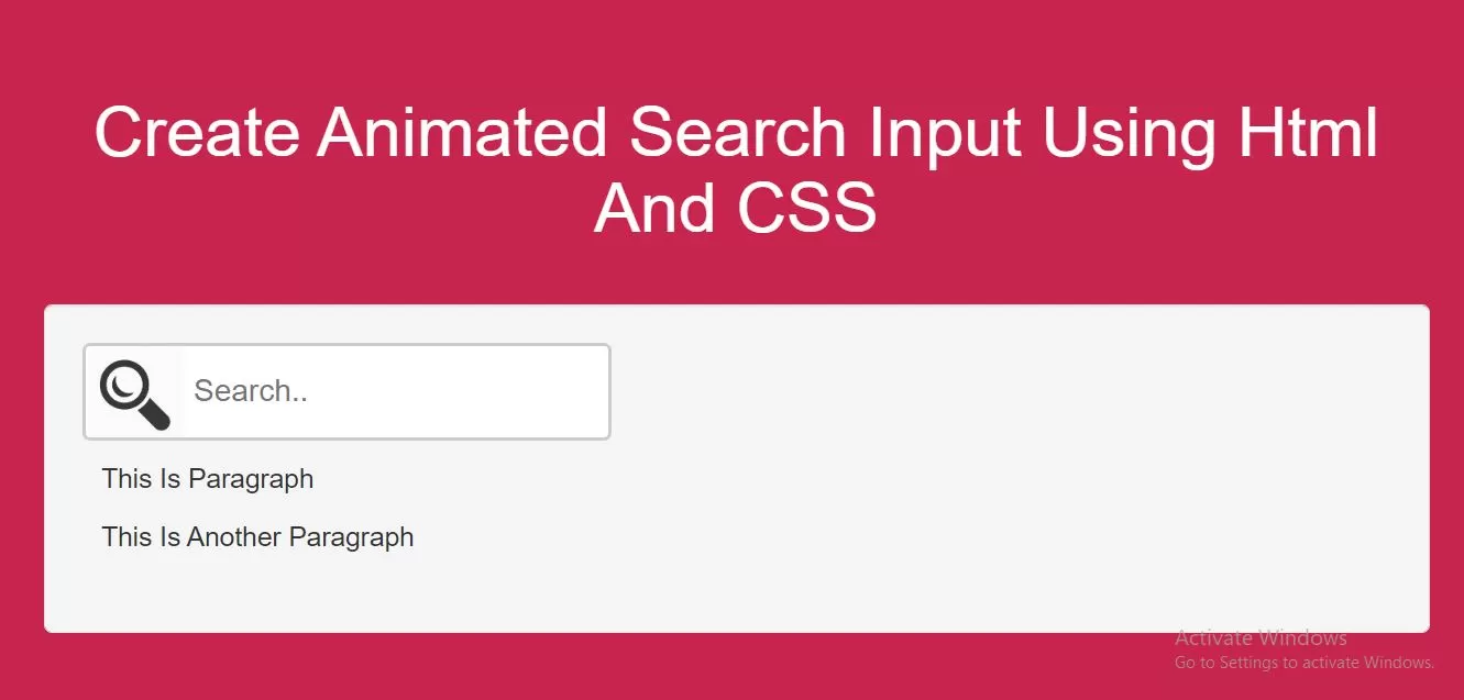 How To Create Animated Search Input Using Html And CSS