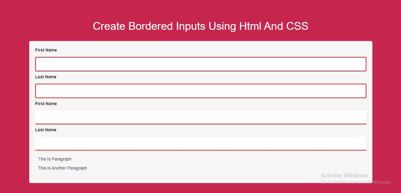 How Do I Create Bordered Inputs Using Html And CSS