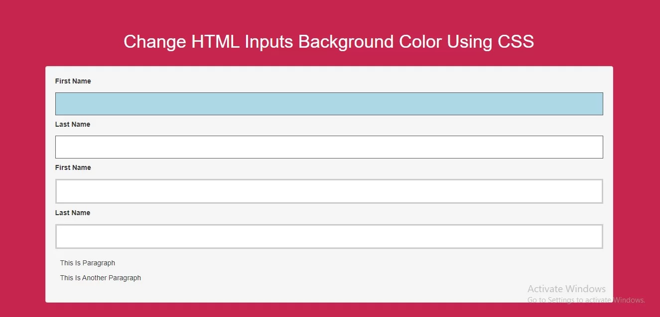 How To Change HTML Inputs Background Color Using CSS