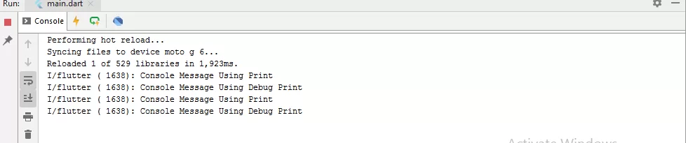 Print Console Log Message Using Flutter Android App