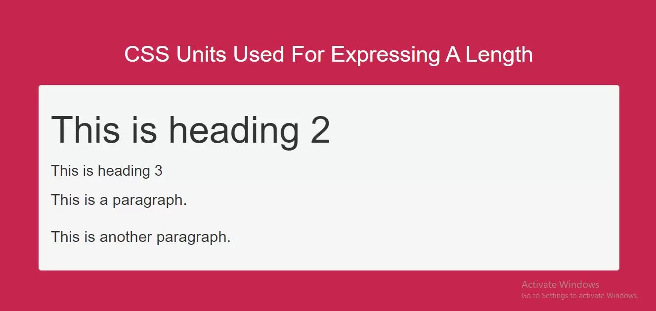 Which Are The CSS Units Used For Expressing A Length