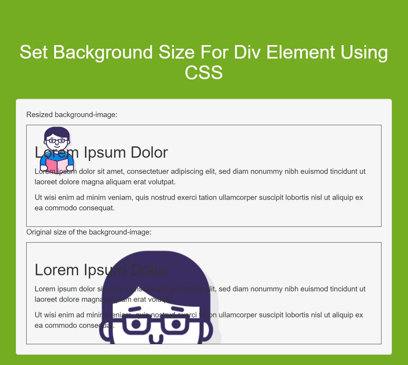 How To Set Background Size For Div Element Using CSS