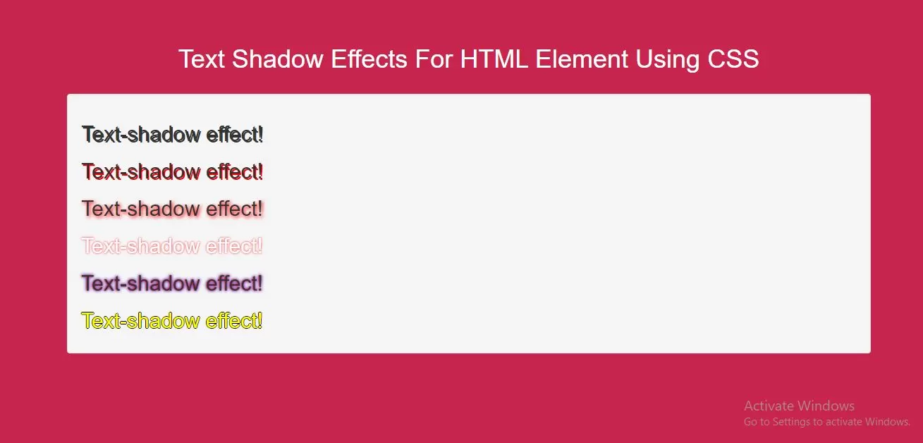 How To Set Text Shadow Effects For HTML Element Using CSS