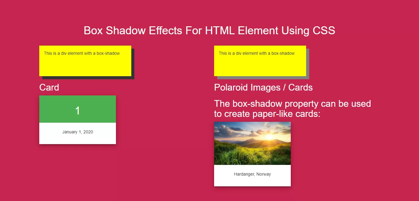 How To Set Box Shadow Effects For HTML Element Using CSS