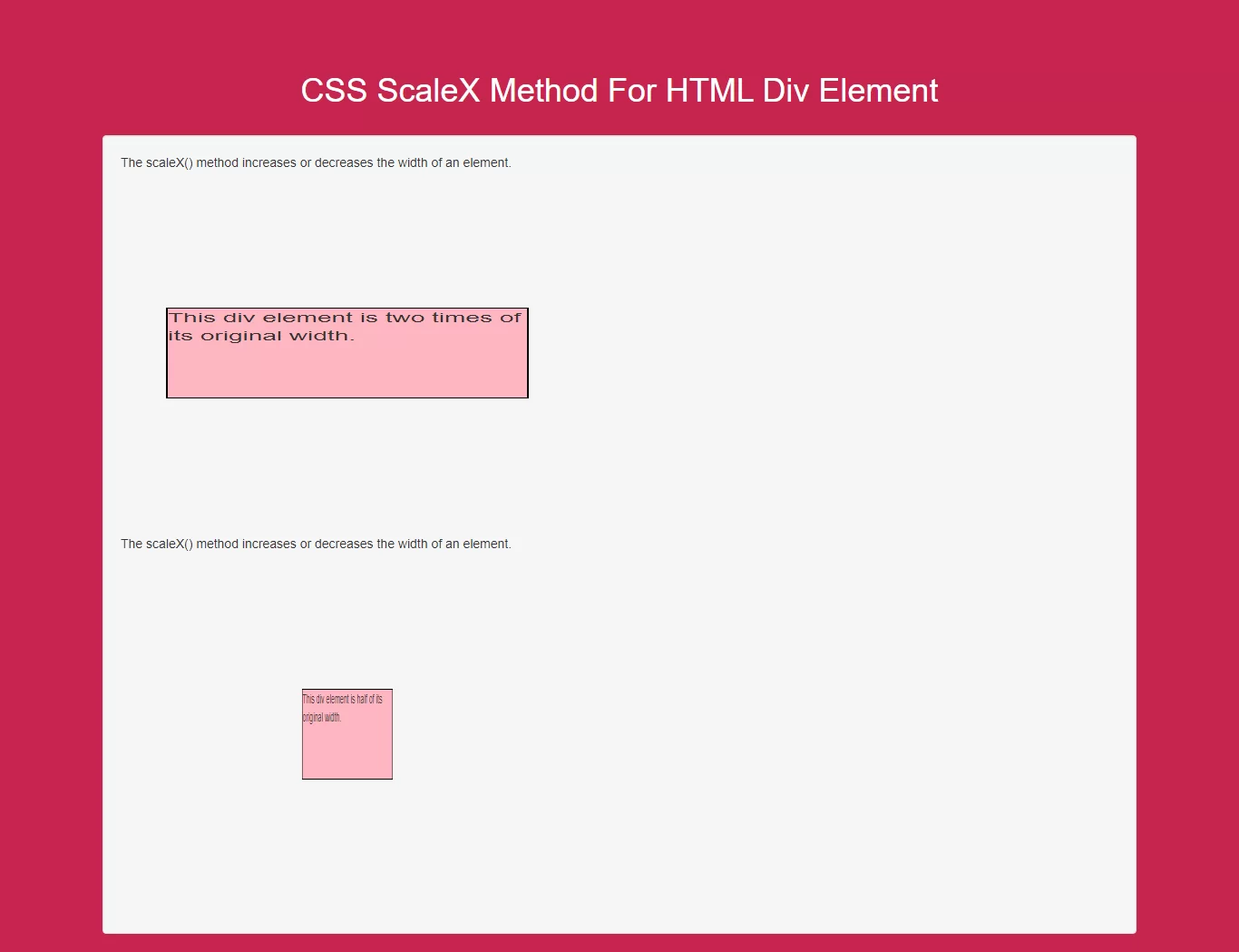 How Do I Use CSS ScaleX Method For HTML Div Element