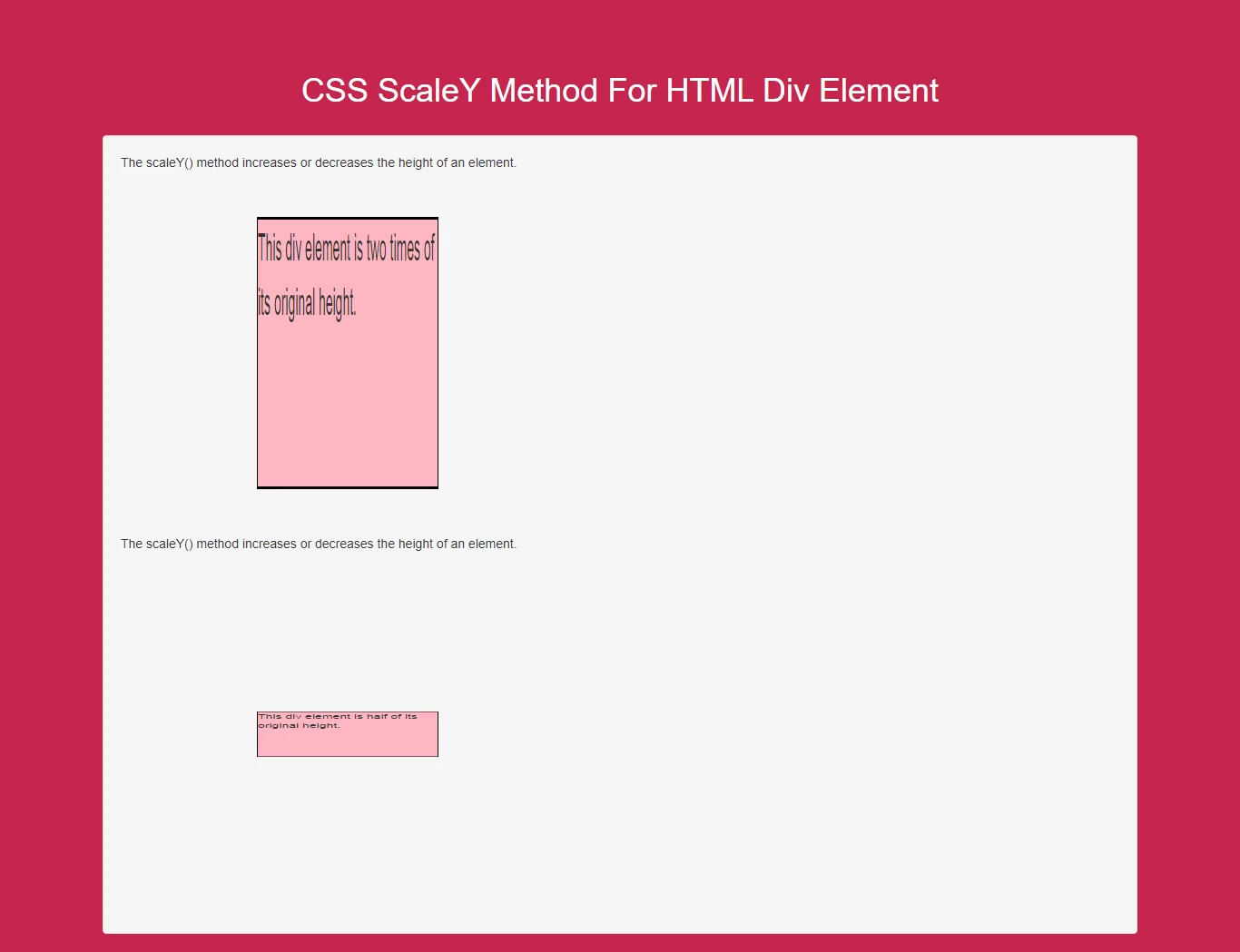 How Do I Use CSS ScaleY Method For HTML Div Element