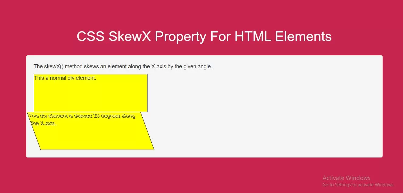 How Do I Use CSS SkewX Method For HTML Div Element