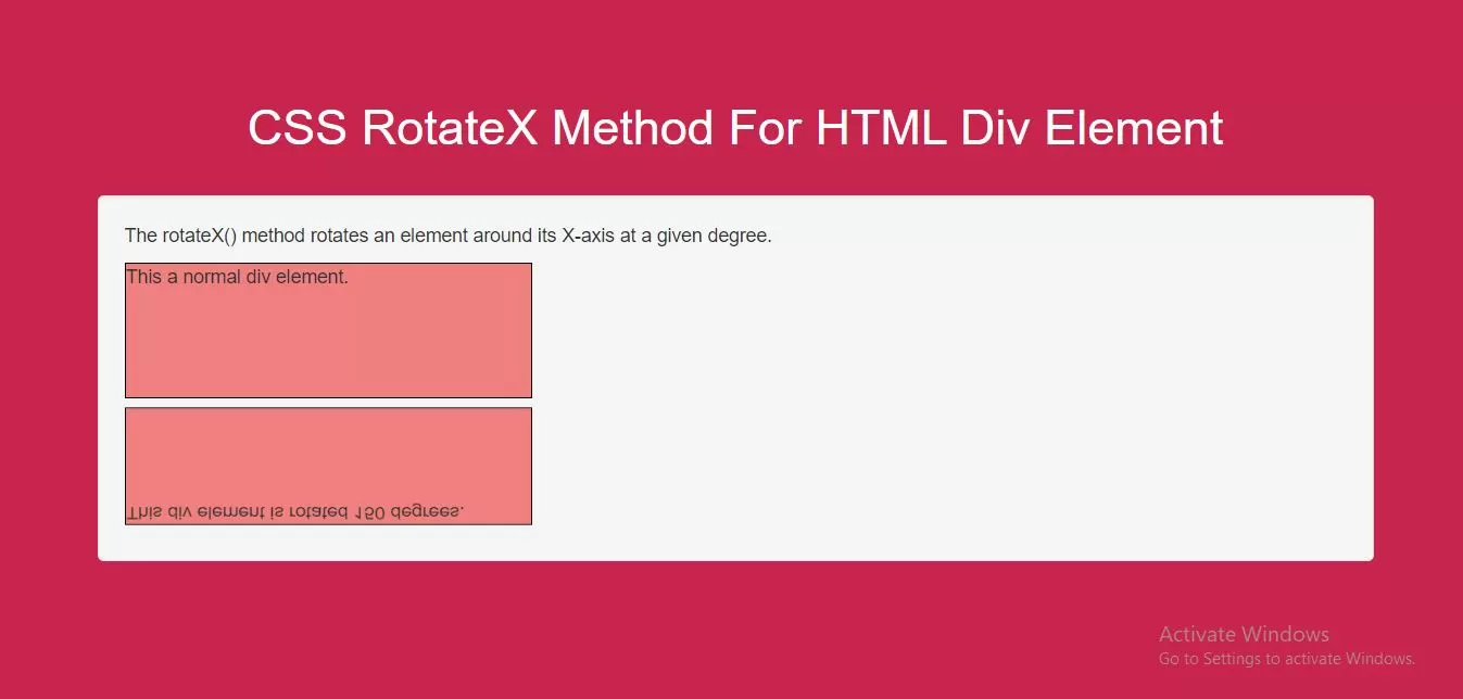 How Do I Use CSS RotateX Method For HTML Div Element