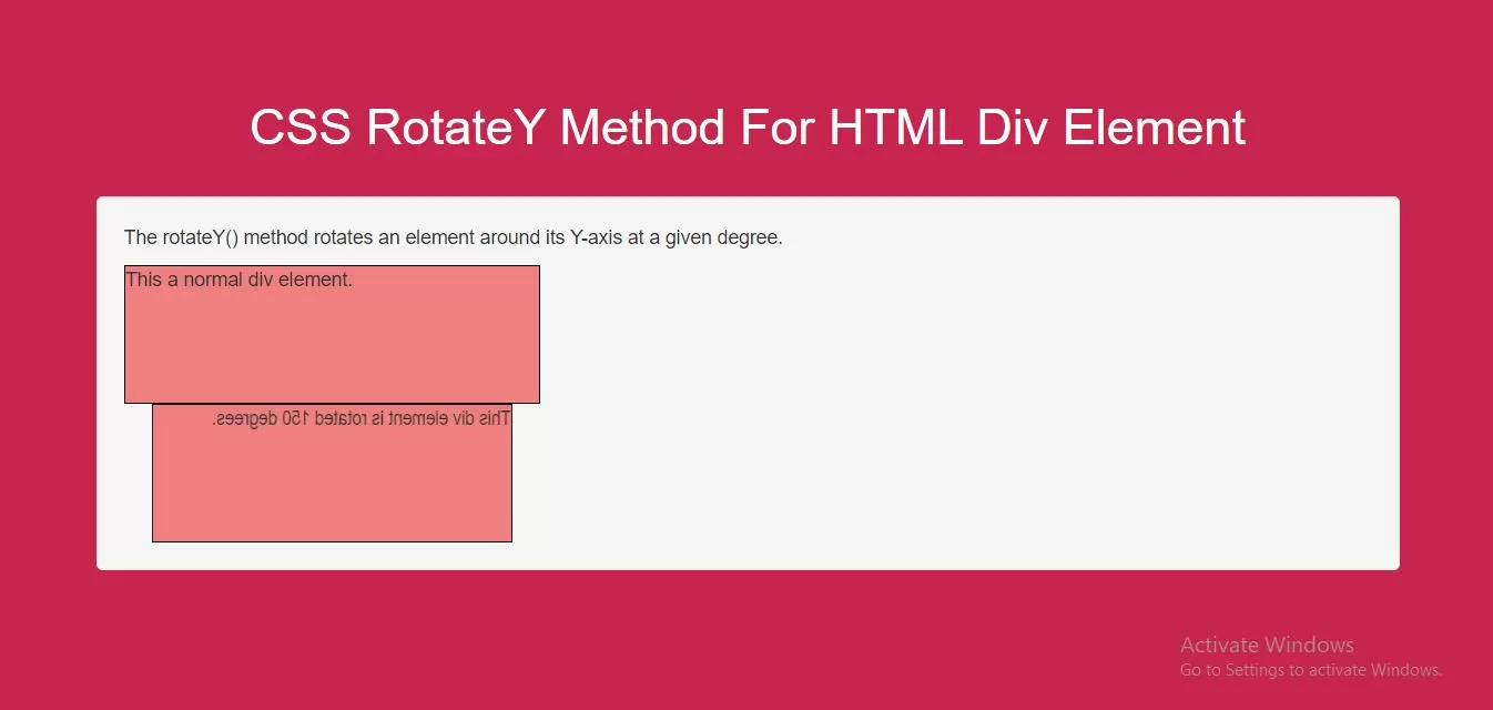 How Do I Use CSS RotateY Method For HTML Div Element