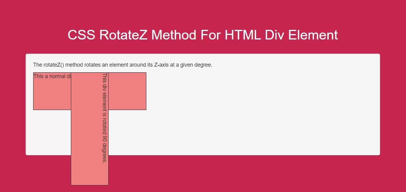 How Do I Use CSS RotateZ Method For HTML Div Element