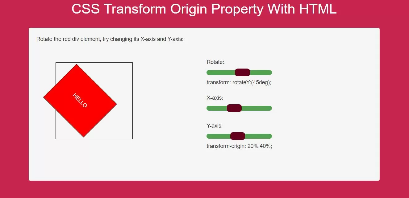 How To Use CSS Transform Origin Property With HTML