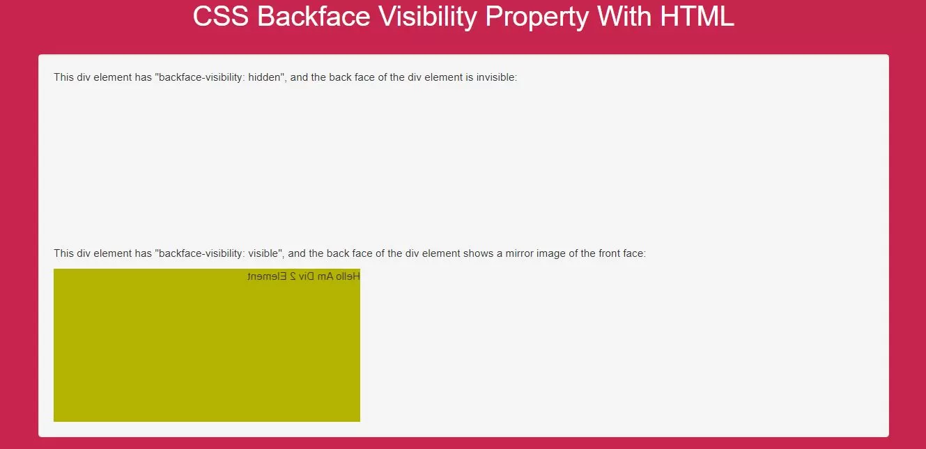 How To Use CSS Backface Visibility Property With HTML