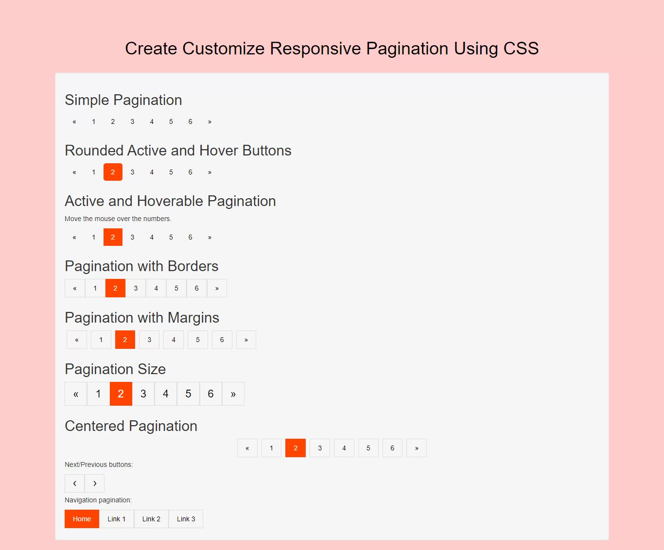 How To Create Customize Responsive Pagination Using CSS