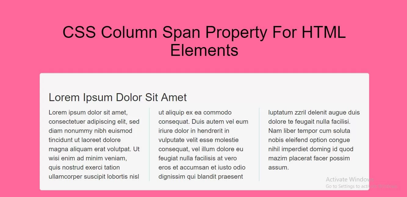 How To Use CSS Column Span Property For HTML Elements