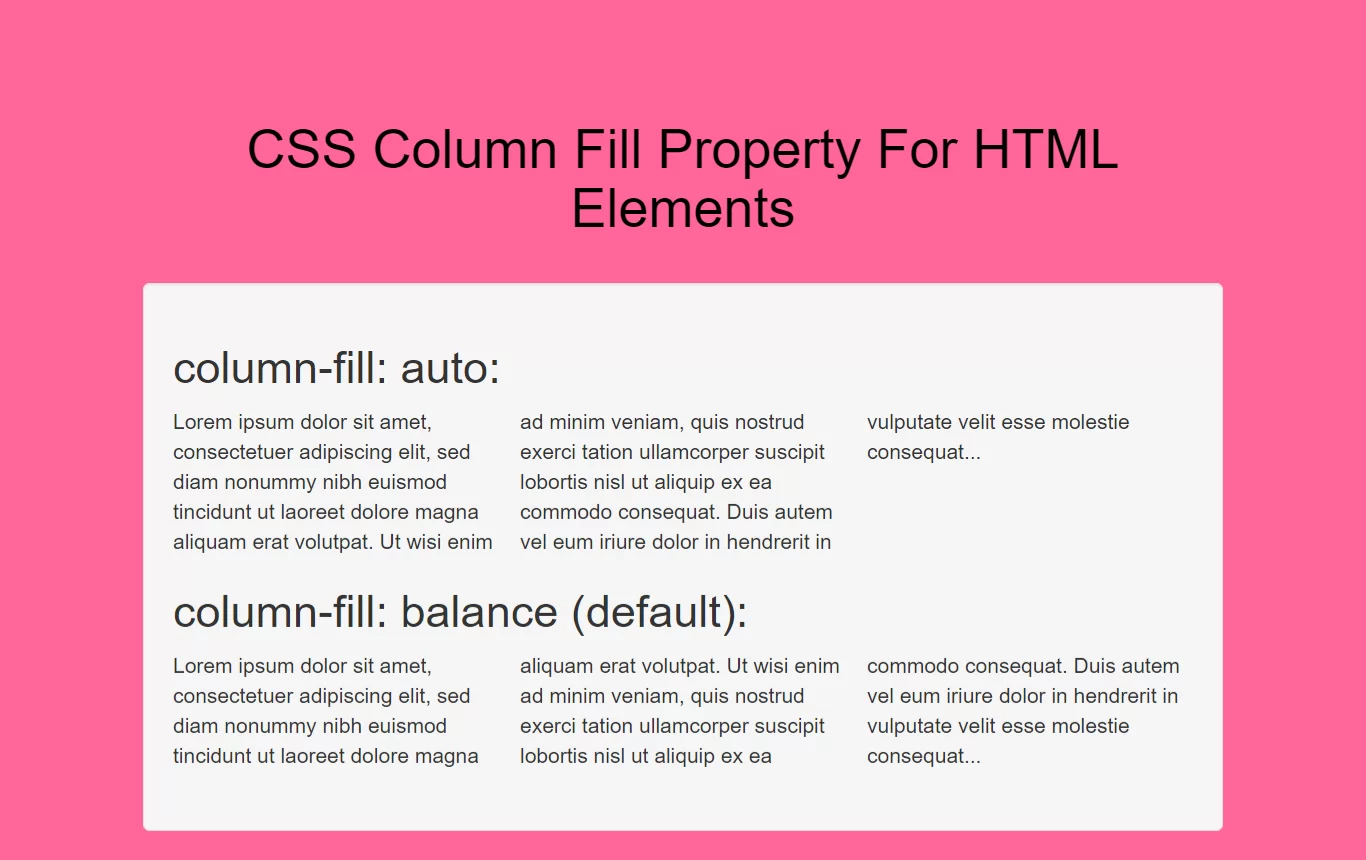 How To Use CSS Column Fill Property For HTML Elements