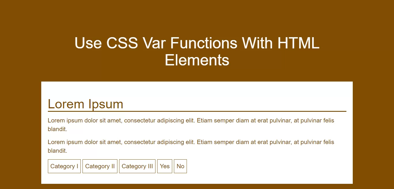 How Can I Use CSS Var Functions With HTML Elements