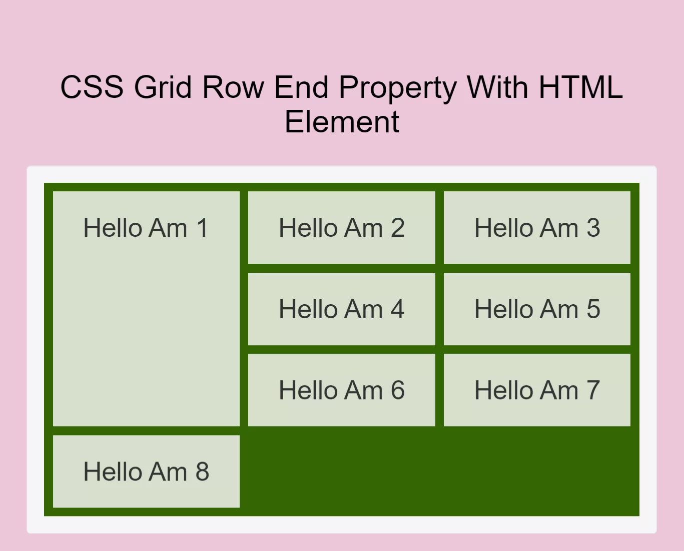 How To Use CSS Grid Row End Property With HTML Element