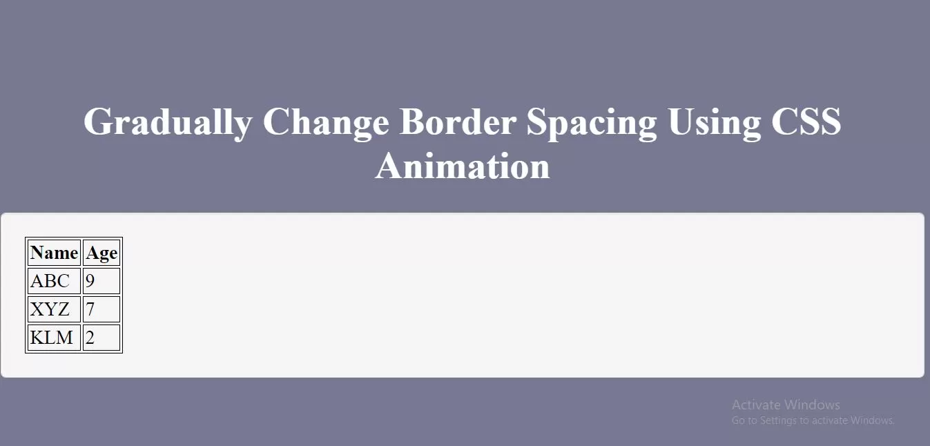 How Gradually Change Border Spacing Using CSS Animation