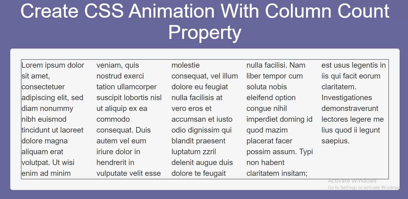 How To Create CSS Animation With Column Count Property