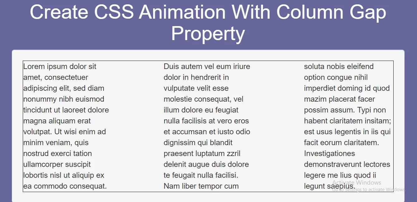 How To Create CSS Animation With Column Gap Property