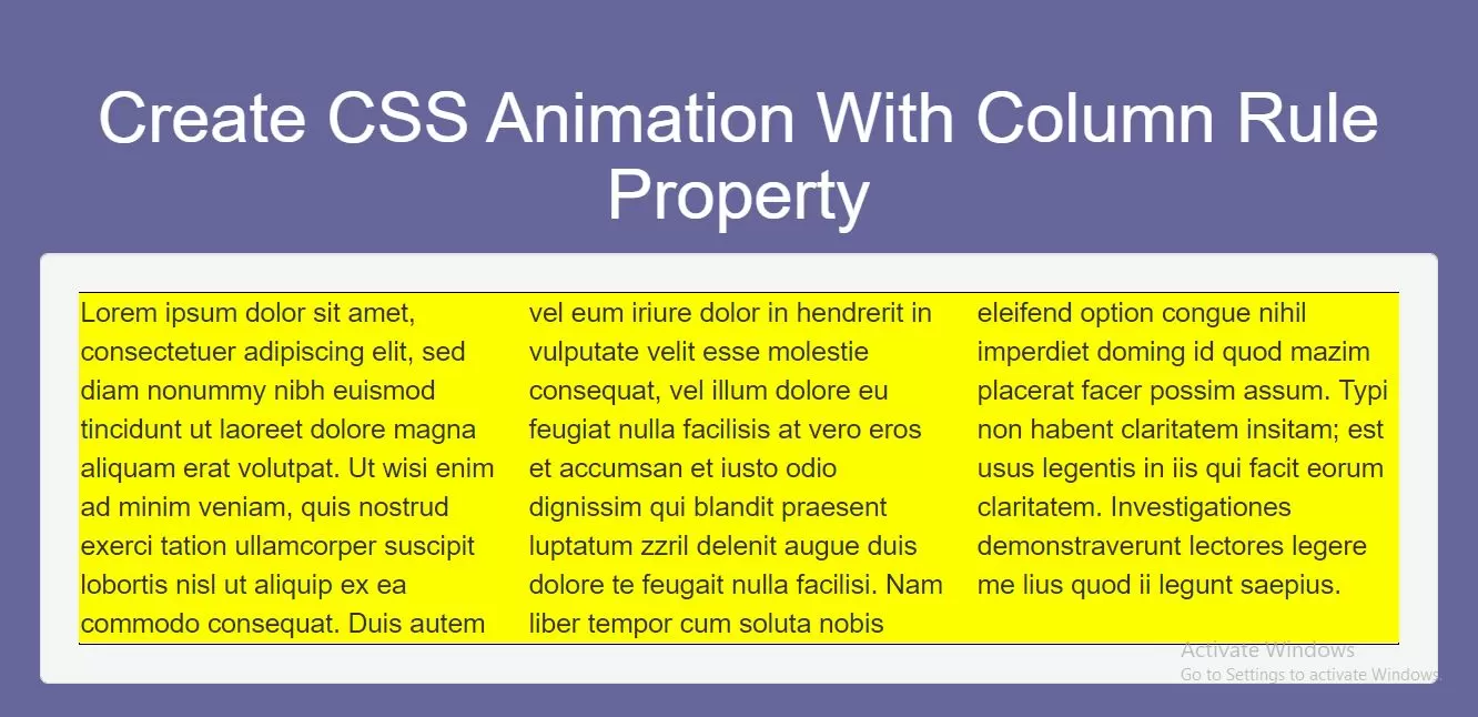 How To Create CSS Animation With Column Rule Property