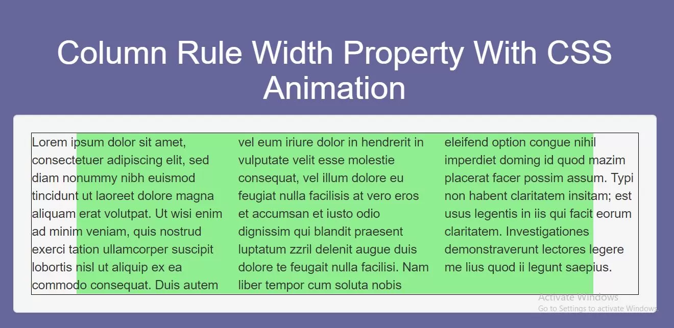 How To Use Column Rule Width Property With CSS Animation