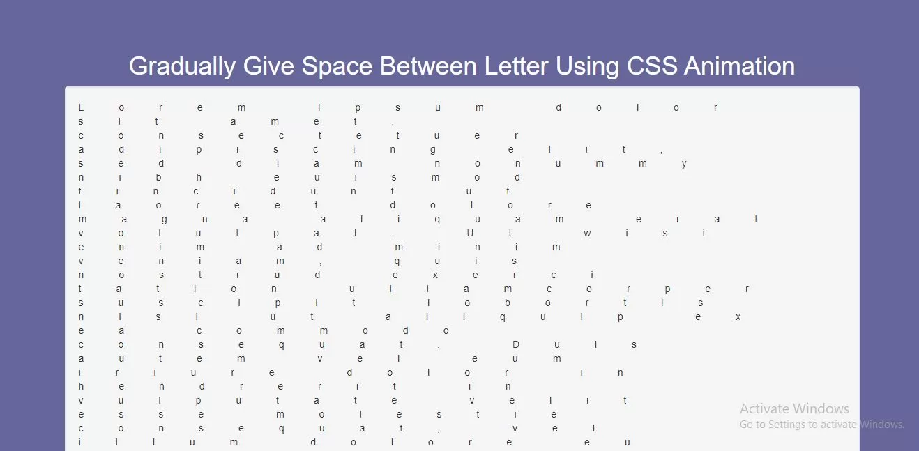How Gradually Give Space Between Letter Using CSS Animation
