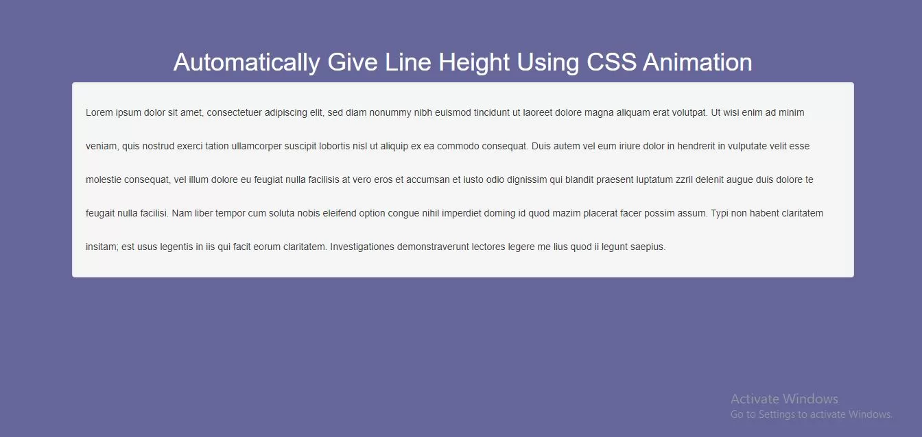 How Automatically Give Line Height Using CSS Animation