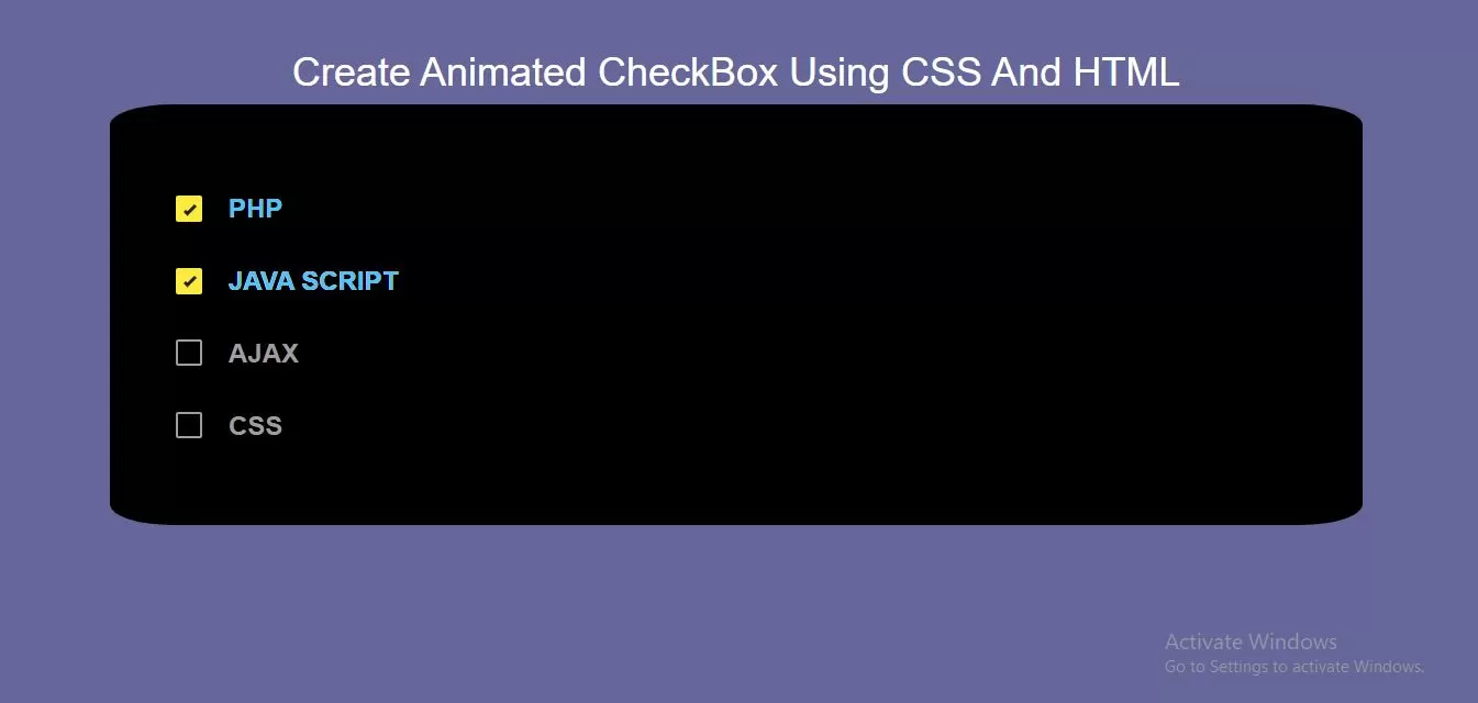 How To Create Animated Checkbox Using CSS And HTML
