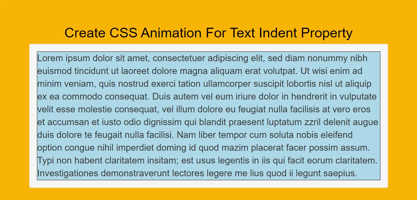 How To Create CSS Animation For Text Indent Property