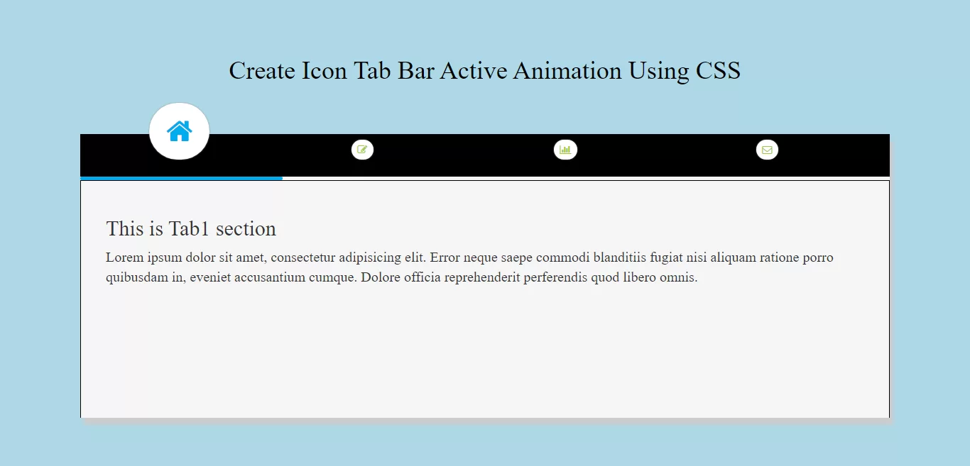 How To Create Icon Tab Bar Active Animation Using CSS