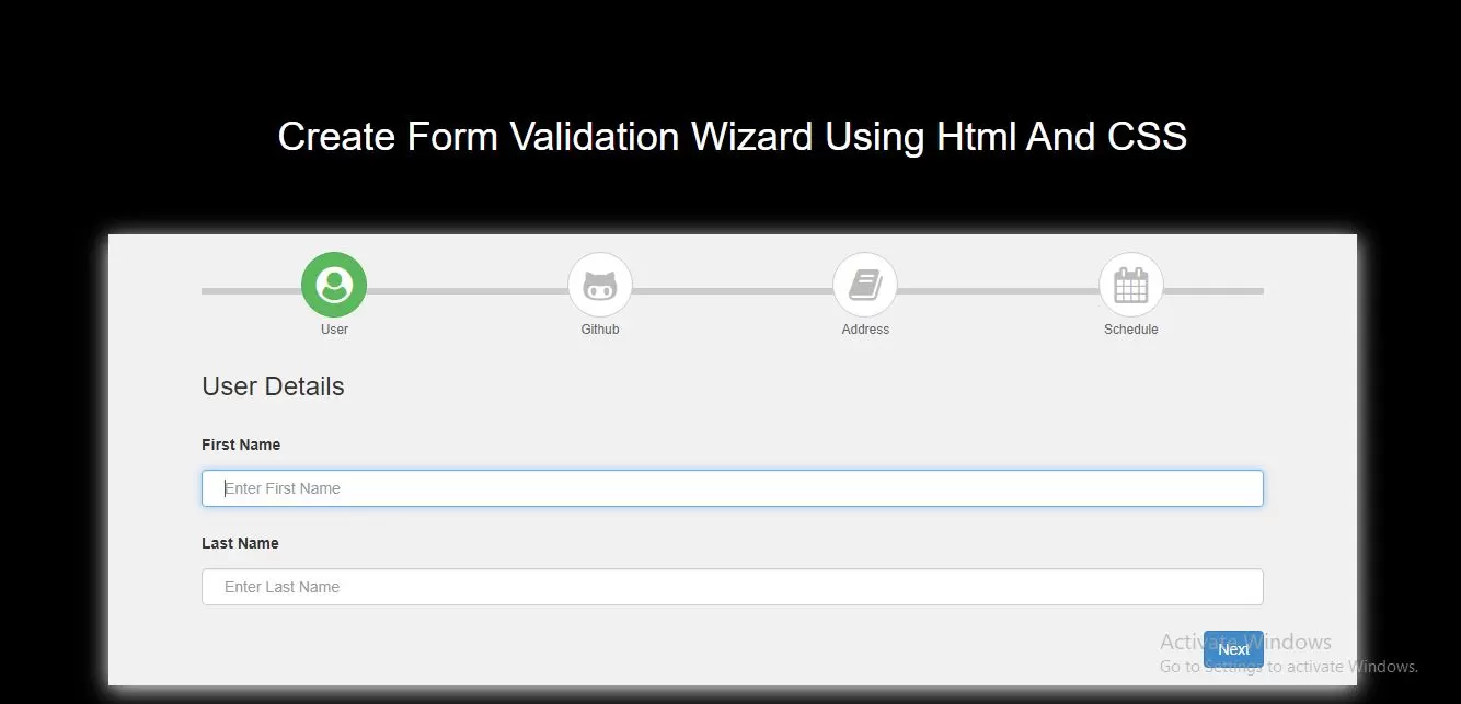 How To Create Form Validation Wizard Using Html And CSS