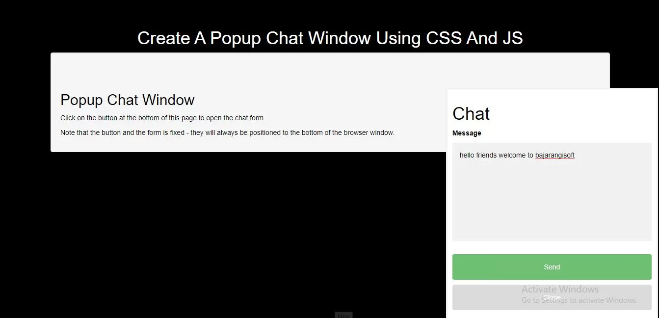 How Do I Create A Popup Chat Window Using CSS And JS