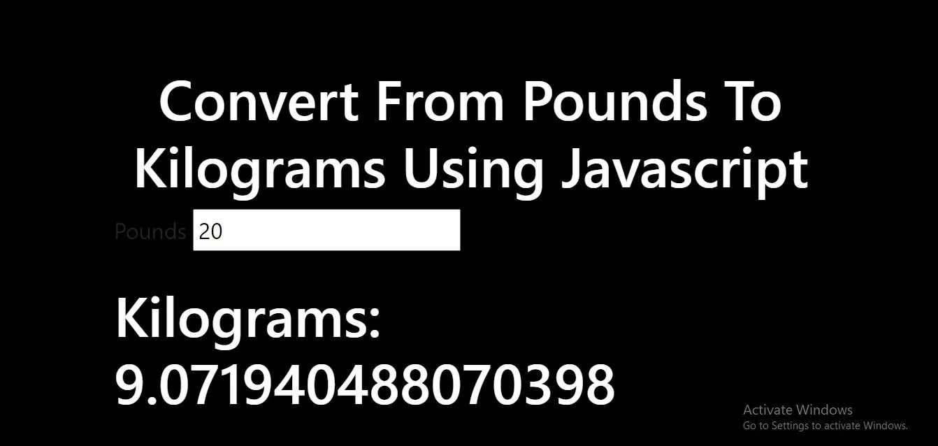 How To Convert From Pounds To Kilograms Using Javascript
