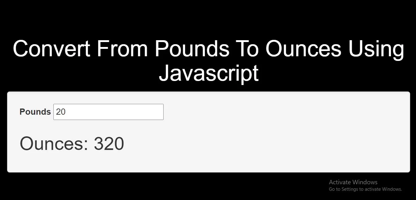 How To Convert From Pounds To Ounces Using Javascript